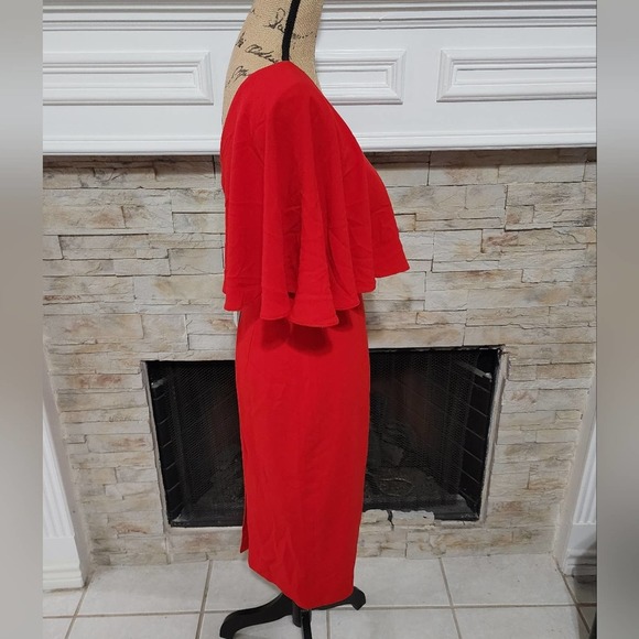 Dress the Population Beth one‎ shoulder lady in red midi dress size small new - Picture 5 of 10